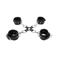 Shots Ouch Leather Hand and Leg Cuffs for Bondage Play