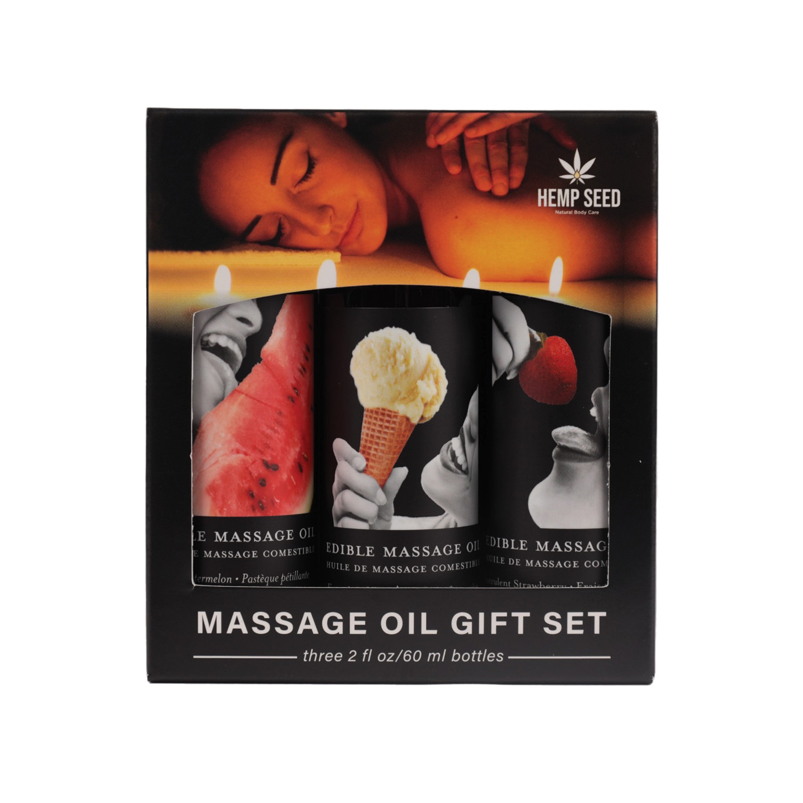 Edible Massage Oil Gift Set Watermelon Strawberry Vanilla