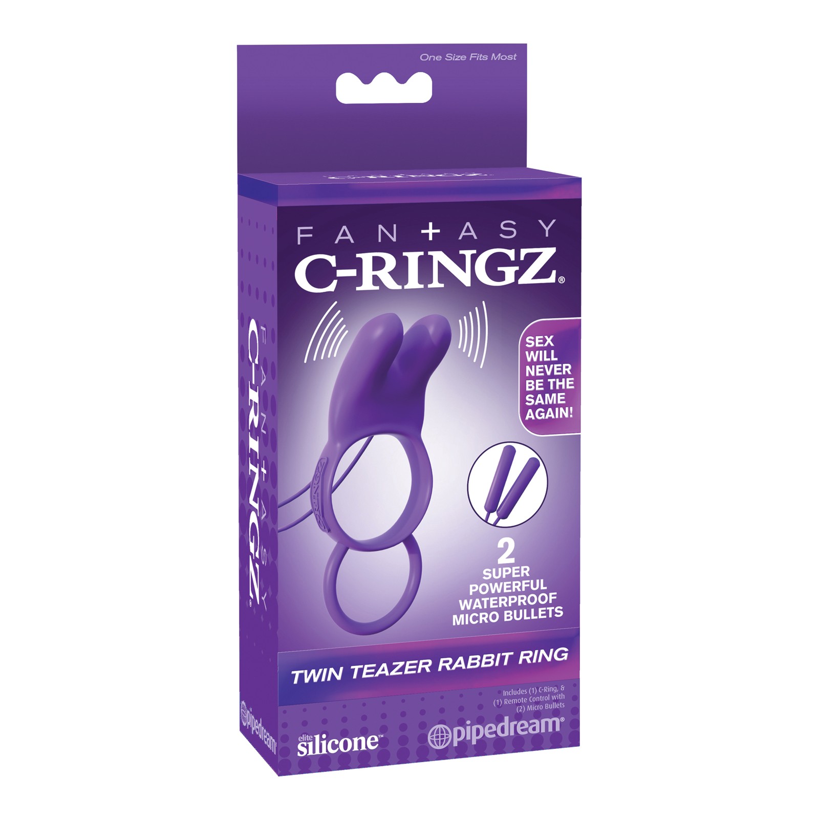 Fantasy C-Ringz Twin Teazer Rabbit Vibrating Ring Purple