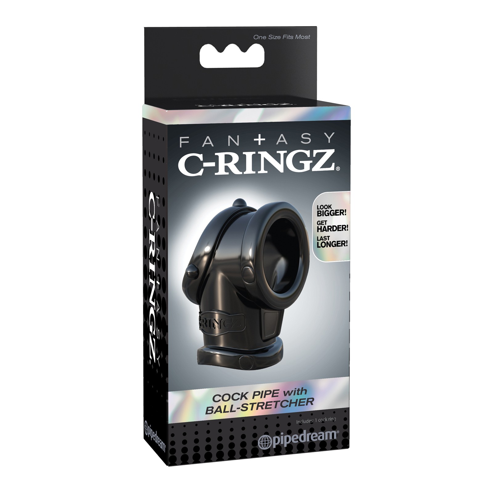 C-Ringz Cock Pipe con Estirador de Testículos - Negro