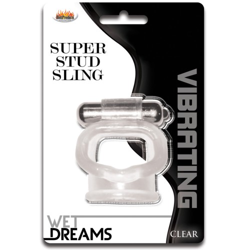 Wet Dreams Super Stud Sling Clear Vibrating Cock Ring