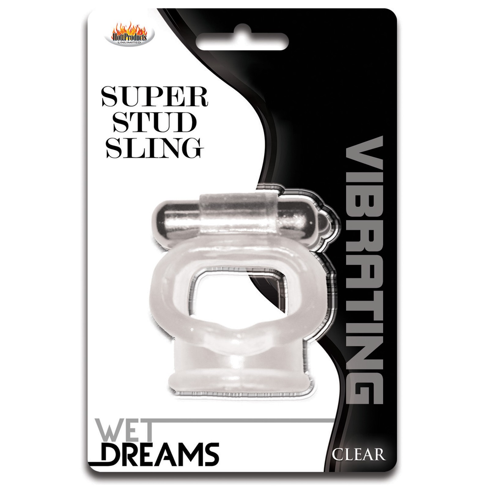 Wet Dreams Super Stud Sling Clear Vibrating Cock Ring