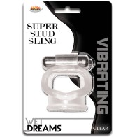 Wet Dreams Super Stud Sling Clear Vibrating Cock Ring