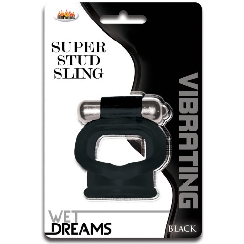 Wet Dreams Super Stud Sling Black Vibrating Ring