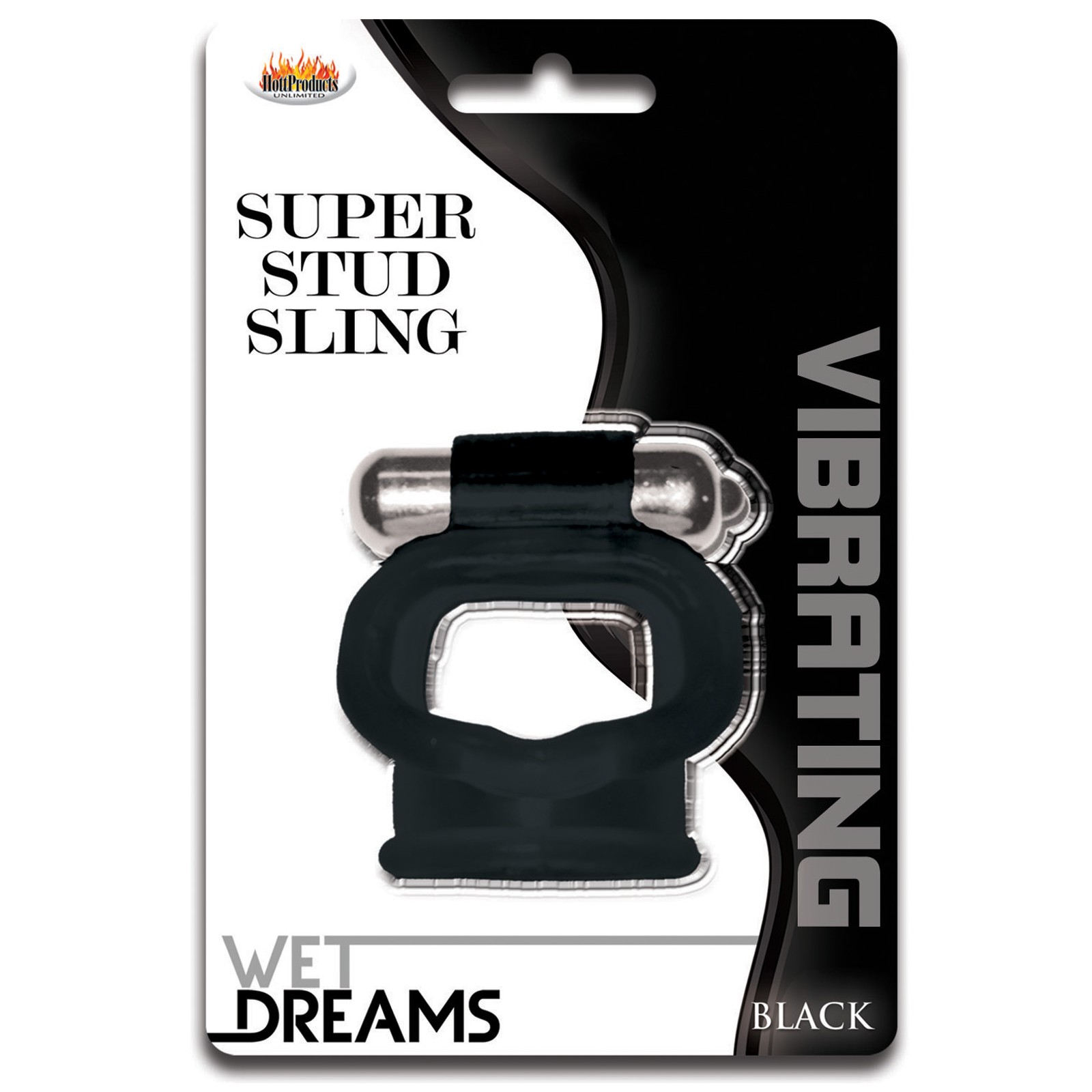 Wet Dreams Super Stud Sling Black Vibrating Ring