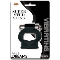 Wet Dreams Super Stud Sling Black Vibrating Ring