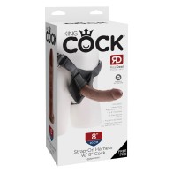 King Cock Strap On Harness with 8 Inch Realistic Cock Brown