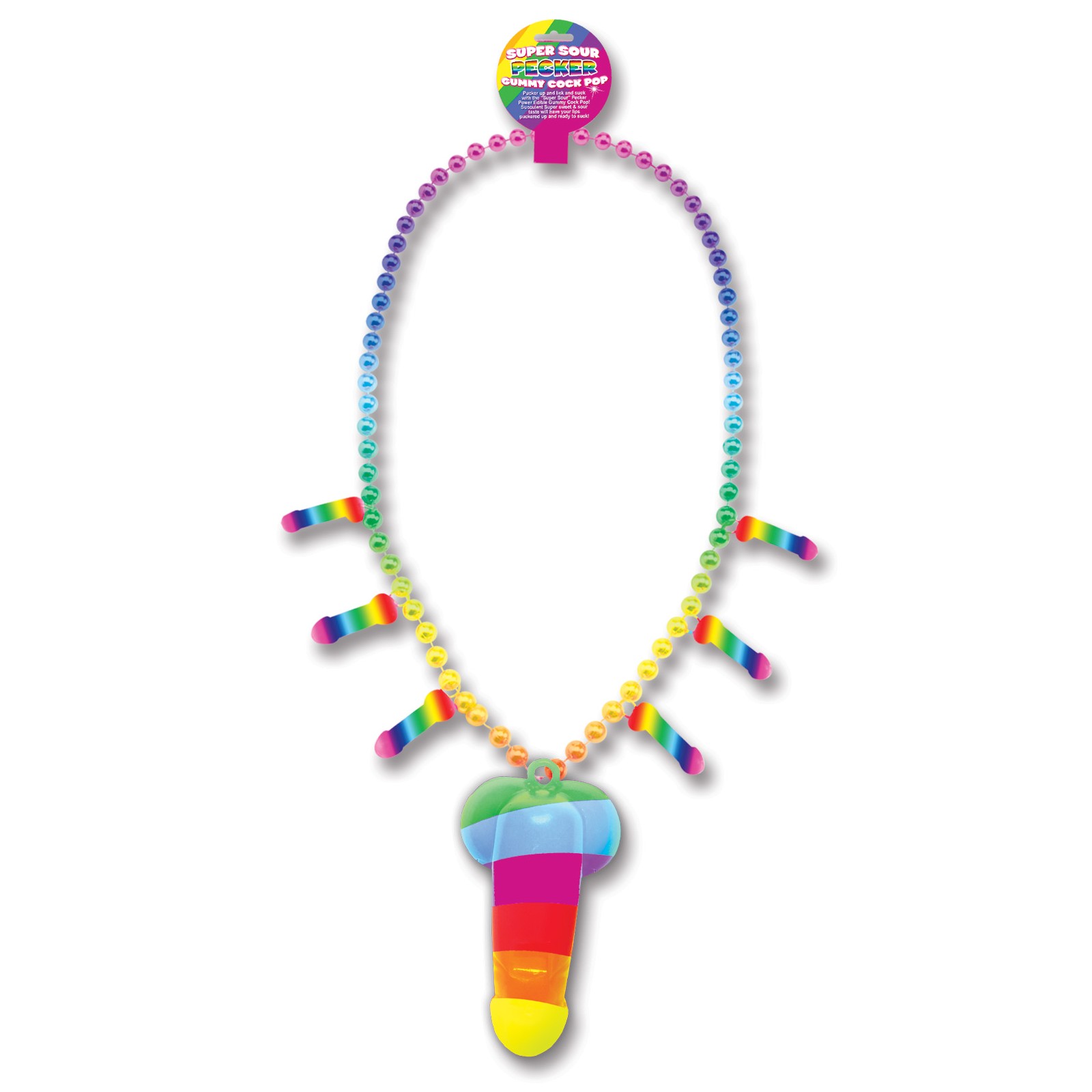 Rainbow Pecker Whistle Necklace Fun Party Accessory