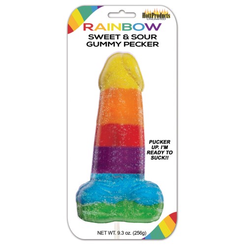 Rainbow Sweet Sour Jumbo Gummy Cock Pop