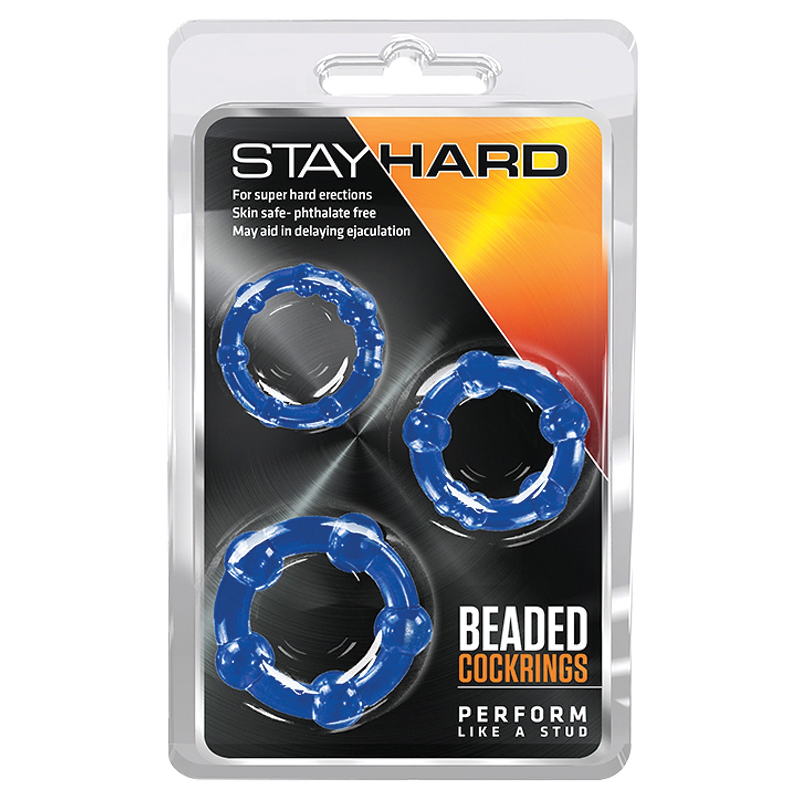 Anillos para Pene Con Bolitas Stay Hard 3 Piezas Azul