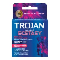 Trojan Double Ecstasy Condoms Box of 3 for Enhanced Pleasure