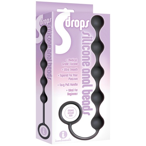 The 9's S Drops Silicone Anal Beads Black