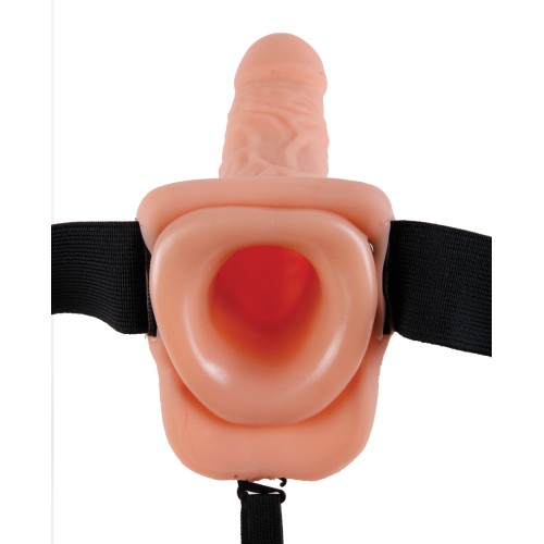 7-inch Vibrating Hollow Strap-On with Balls