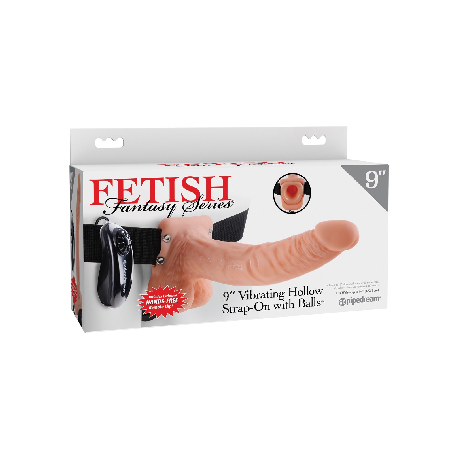 Fetish Fantasy Series 9" Strap-On Vibrador Hueco con Testículos - Carne