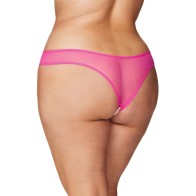 Crotchless Thong with Pearls Hot Pink 1X/2X