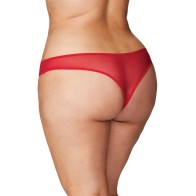 Red Crotchless Pearl Thong for Plus Size