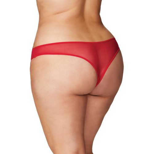 Tanga Crotchless con Perlas Rojo Talla Plus 3X/4X