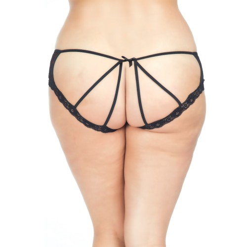 Cage Back Lace Panty - Black/Red 3X/4X