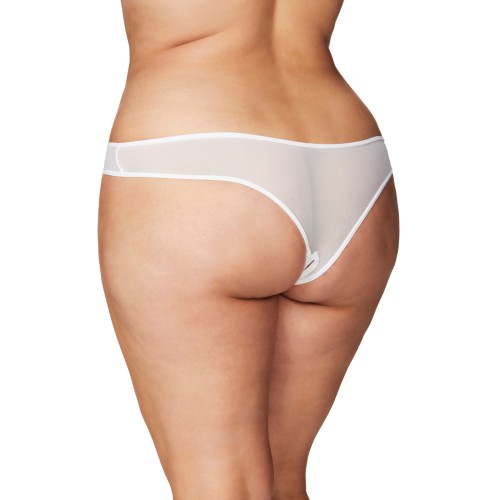 Tanga Sin Crotch con Perlas Blanca - Talla 1X/2X