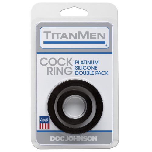 Titanmen Platinum Silicone Cock Ring - Black 2 Pack for Enhanced Pleasure