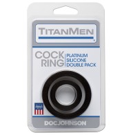 Titanmen Platinum Silicone Cock Ring - Black 2 Pack for Enhanced Pleasure