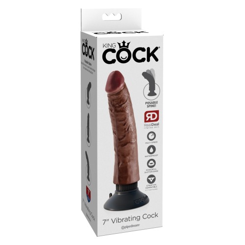 King Cock 7 Inch Vibrating Brown Dildo