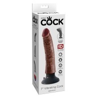 King Cock 7 Inch Vibrating Brown Dildo