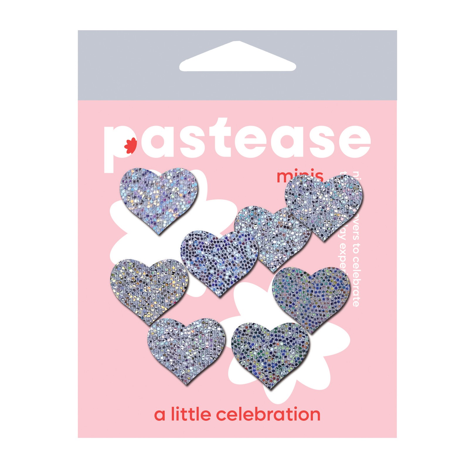 Pastease Mini Glitter Hearts Pack of 8 Silver