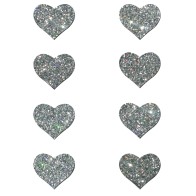 Pastease Mini Glitter Hearts Pack of 8 Silver