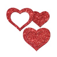 Pastease Glitter Peek a Boob Hearts Rojo