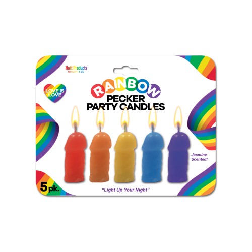 Velas de Fiesta Rainbow Pecker Pack de 5