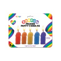 Velas de Fiesta Rainbow Pecker Pack de 5