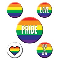 Rainbow Pride Party Buttons Set of 5