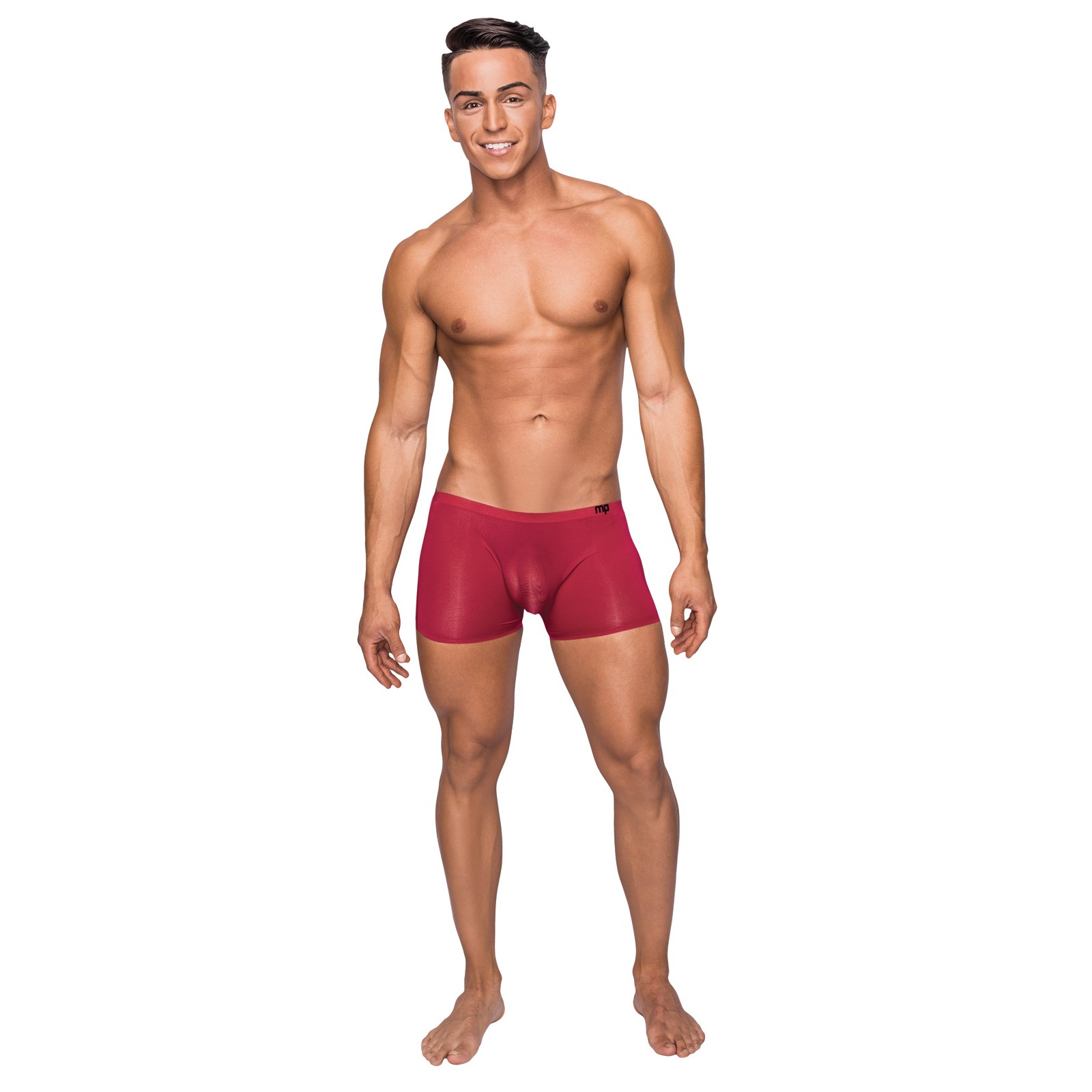 Seamless Sleek Short w/Sheer Pouch Red LG