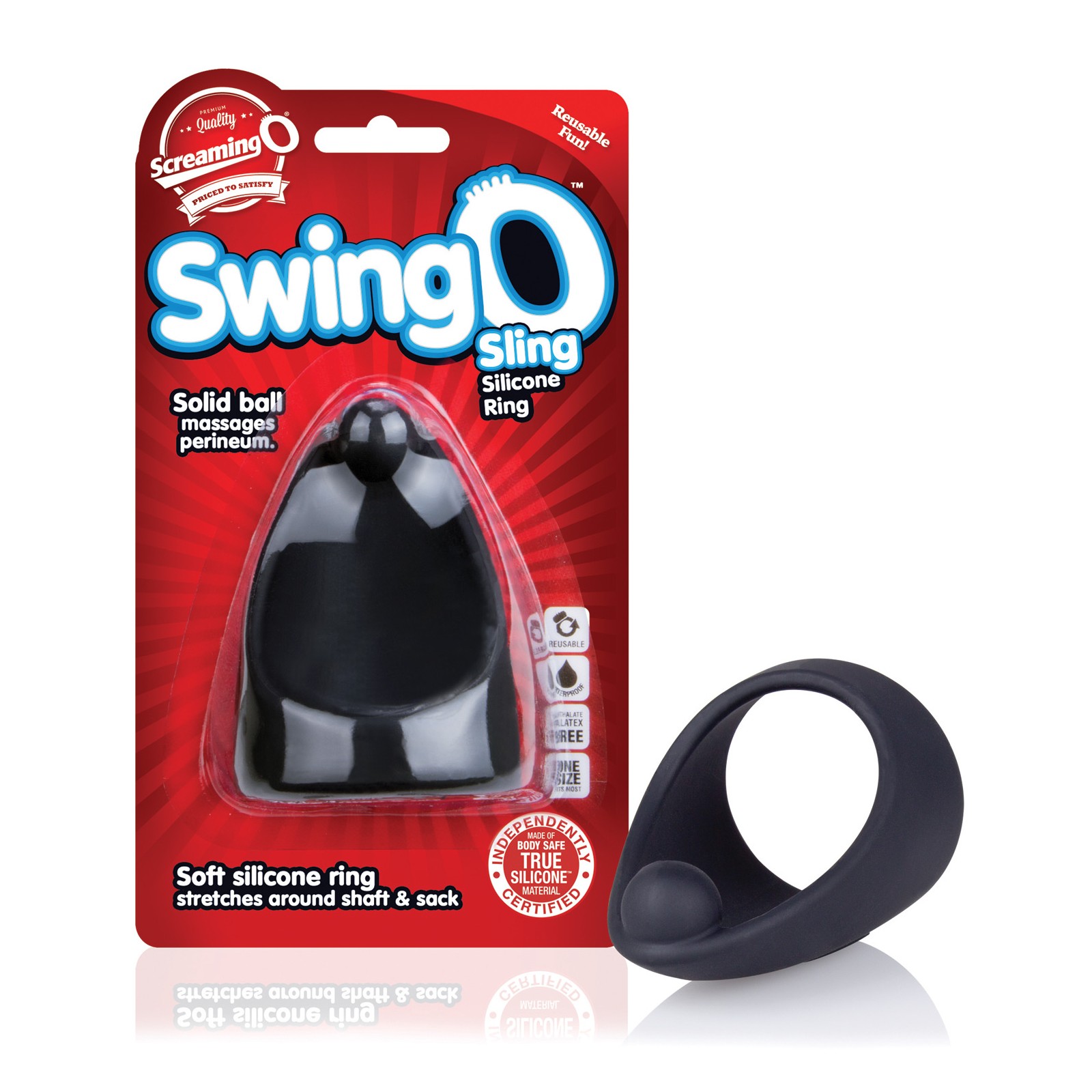 Screaming O SwingO Sling Negro Anillo para Pene con Masaje Perineal