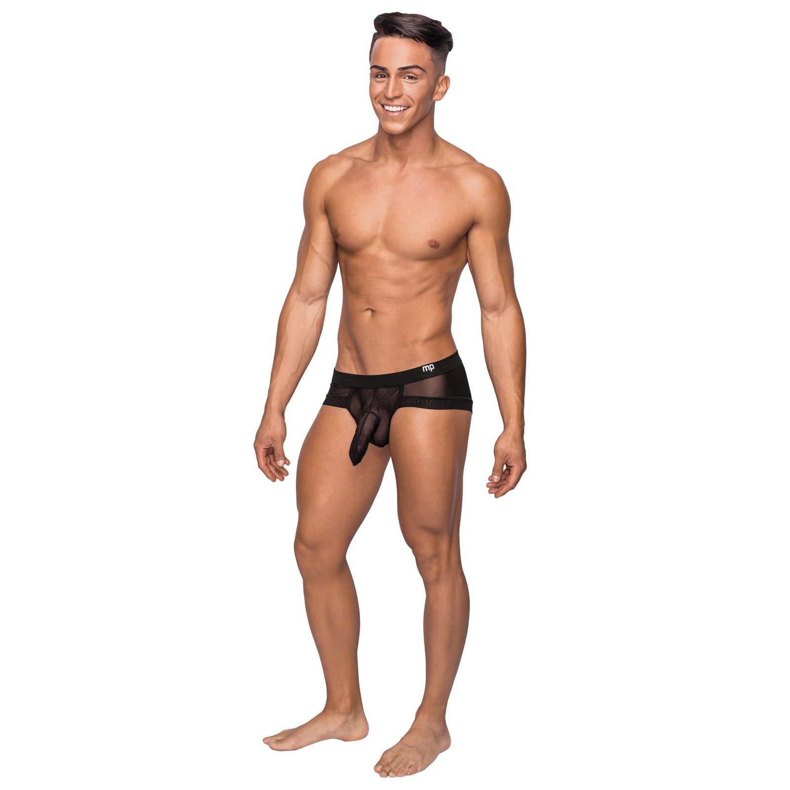 Micro Mini Short de Malla Estirada Negra XL