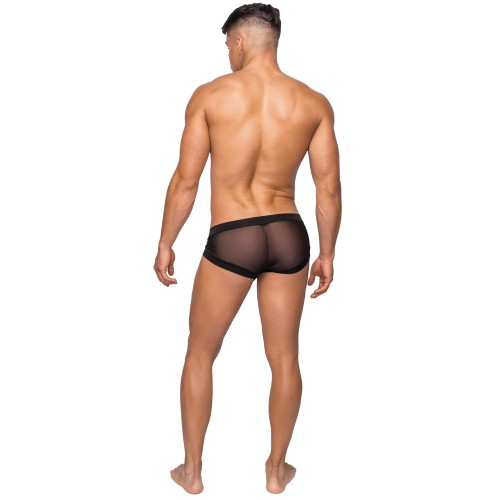 Micro Mini Short de Malla Estirada Negra XL