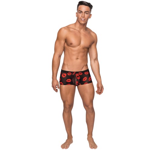 Kiss Me Stretch Mesh Mini Short - Blk/Rd LG