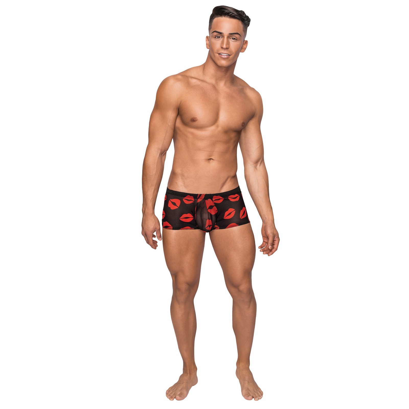 Kiss Me Stretch Mesh Mini Short - Blk/Rd LG