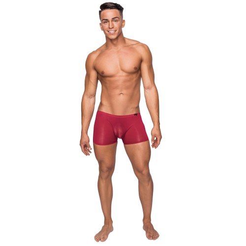 Seamless Sleek Short with Sheer Pouch Red SM