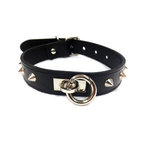 Rouge Leather O Ring Collar - Black