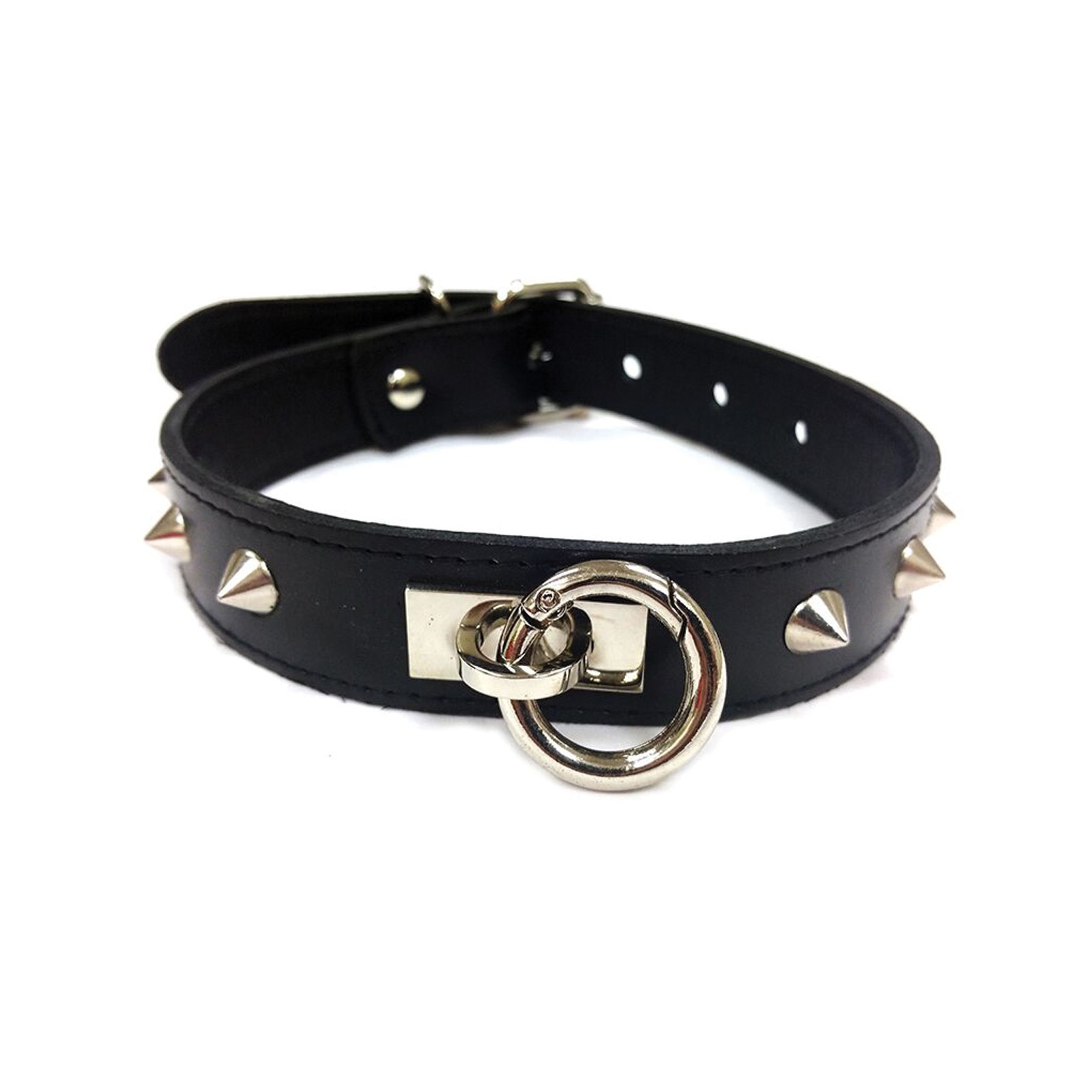 Rouge Leather O Ring Collar - Black