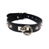 Rouge Leather O Ring Collar - Black