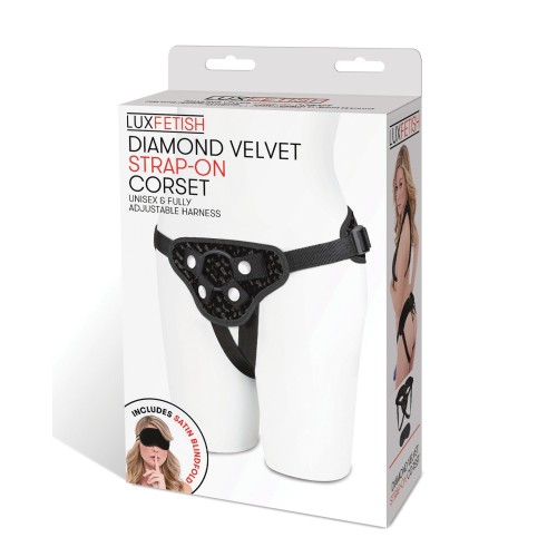 Corset Strap-On de Terciopelo Lux Fetish Negro de Lujo