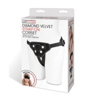 Lux Fetish Diamond Velvet Strap-On Corset Black Luxury