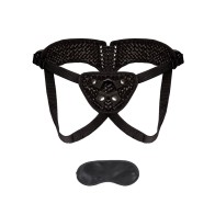 Lux Fetish Diamond Velvet Strap-On Corset Black Luxury