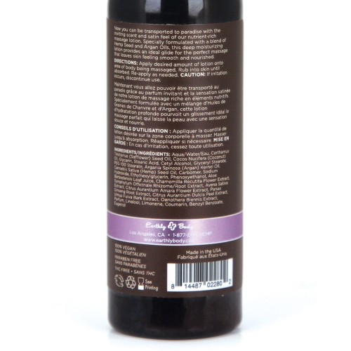 Earthly Body Hemp Seed Massage Lotion 2 oz Lavender