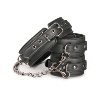 Faux Leather Collar with Handcuffs