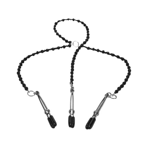 Steamy Shades Y-Style Beaded Nipple Clamps for Sensational Stimulation