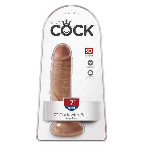 King Cock 7 Inch Cock with Balls Tan